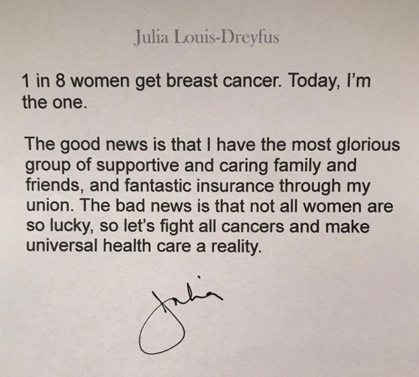 Julia Louis-Dreyfus anuncia que fue diagnosticada con cáncer de seno - 1