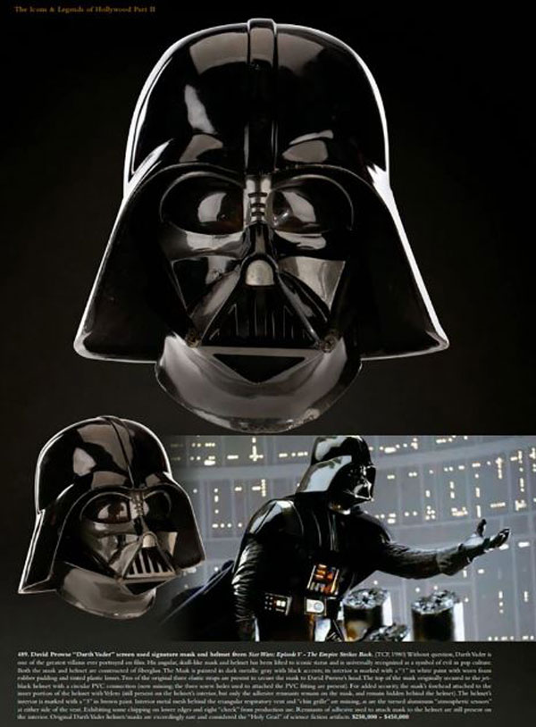 Subastan el casco de Darth Vader en 