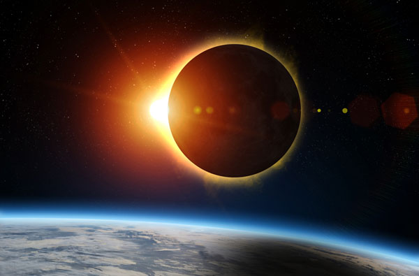 Imagen de un eclipse observado ilustrativamente desde el espacio