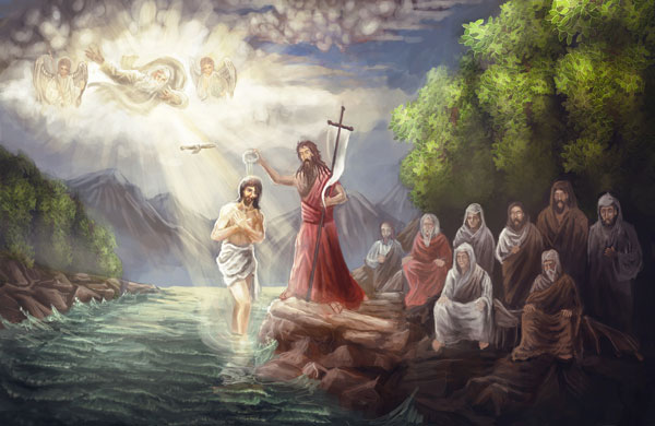 Ilustración del bautismo de Jesús.